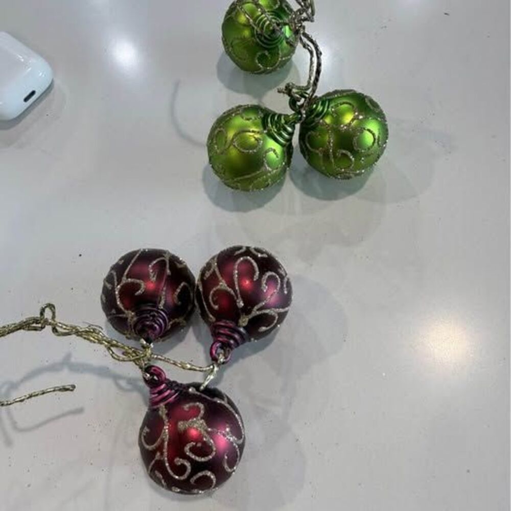 Set of 6 Glitter Swirl Christmas Ornaments